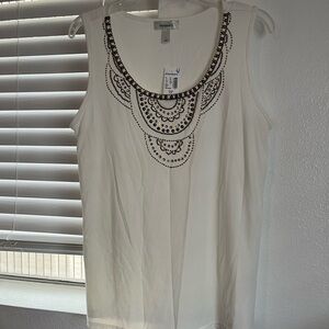 Christopher & Banks White Embellished Tank Top